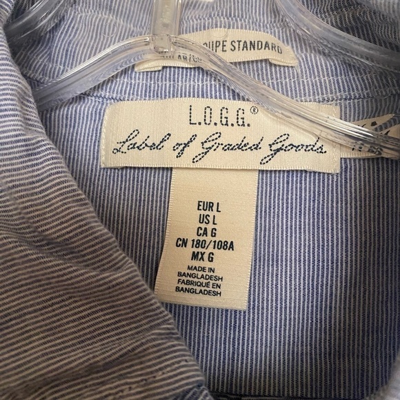 LOGG H&M Blue Button Down Long Sleeve Collared Shirt Size Large - Picture 2 of 3